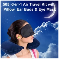 0505 -3-in-1 Air Travel Kit with Pillow, Ear Buds & Eye Mask