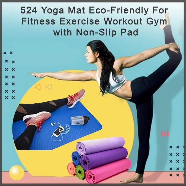 0524_Yoga Mat Eco-Friendly For Fitness Exercise Workout Gym with Non-Slip Pad (180x60xcm) Mix Color