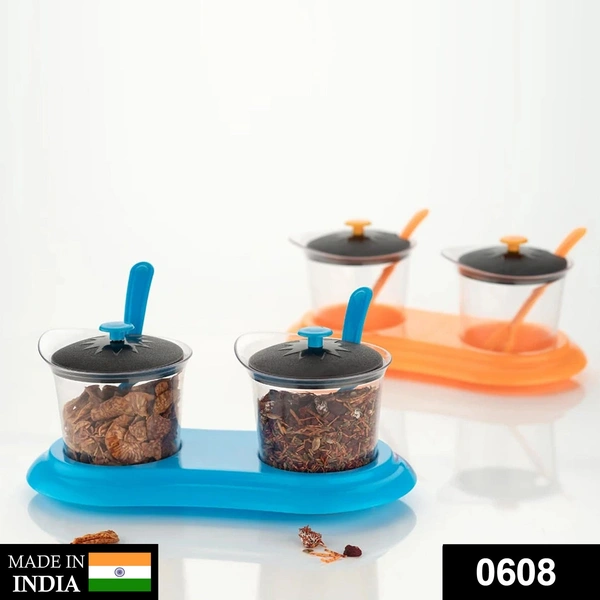 0608 Multipurpose Dining Set Jar and tray holder, Chutneys/Pickles/Spices Jar - 2pc