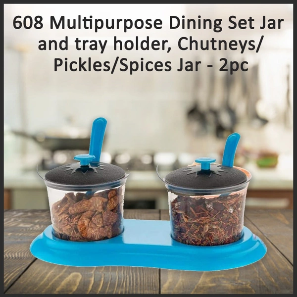 0608 Multipurpose Dining Set Jar and tray holder, Chutneys/Pickles/Spices Jar - 2pc
