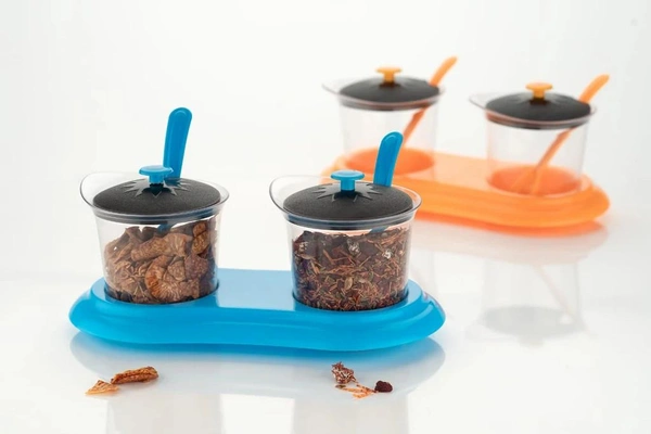 0608 Multipurpose Dining Set Jar and tray holder, Chutneys/Pickles/Spices Jar - 2pc