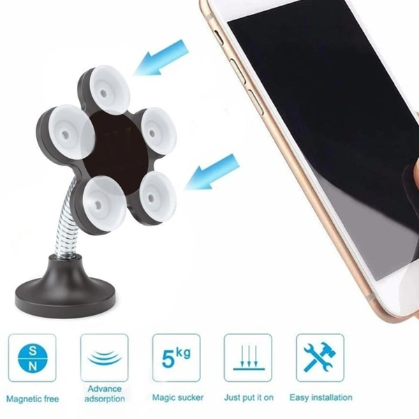 0637 -360 Rotatable Flower Shape Cellphone Holder (Multicolored With Box))