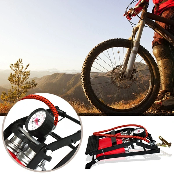 0709 Dual-Cylinder Foot Pump, Portable Floor Bike Pump, 150PSI Air Pump