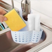 0762 Adjustable Kitchen Bathroom Water Drainage Plastic Basket/Bag with Faucet Sink Caddy