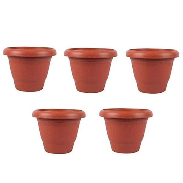 0822 Garden Heavy Plastic Planter Pot/Gamla  (Brown, Pack of 1)