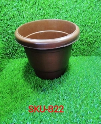 0822 Garden Heavy Plastic Planter Pot/Gamla  (Brown, Pack of 1)