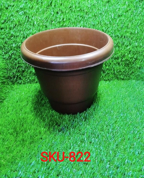 0822 Garden Heavy Plastic Planter Pot/Gamla  (Brown, Pack of 1)