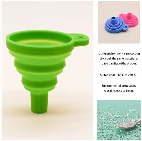 0828 Flexible Silicone Foldable Kitchen Funnel for Liquid/Powder Transfer Hopper Food (Small)