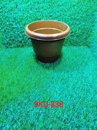 0838 Garden Heavy Plastic Planter Pot/Gamla 8 inch (Brown, Pack of 1,Medium )