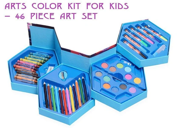 0859 46 Pcs Plastic Art Colour Set with Color Pencil, Crayons, Oil Pastel and Sketch Pens
