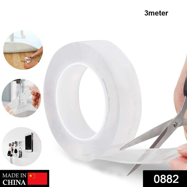 0882 Double Sided Nano Adhesive Tape, 3 meter Washable Traceless Nano Gel Tape, Multipurpose