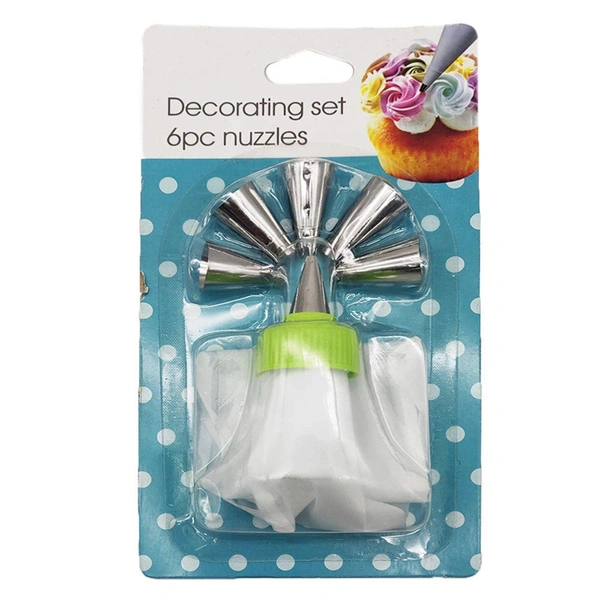 1153 Cake Decorating Nozzle with Piping Bag (Pack of 6)