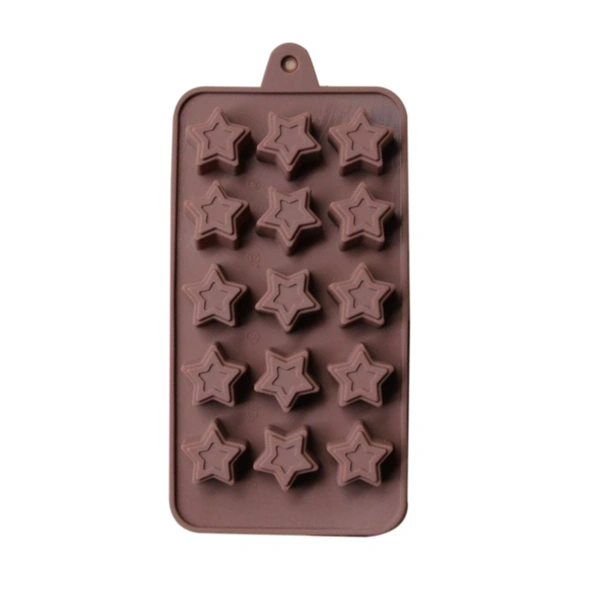 1189 Food Grade Non-Stick Reusable Silicone Star Shape 15 Cavity Chocolate Molds / Baking Trays