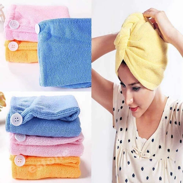 1408 Quick Turban Hair-Drying Absorbent Microfiber Towel/Dry Shower Caps (1 Pc)