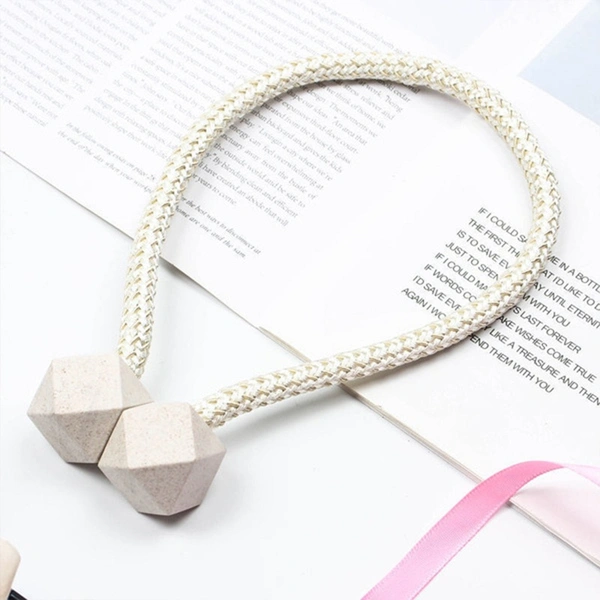 1441 Hexagonal Magnetic Braided Rope Drapery Window Curtains Loop Binding Ties Buckle (Pack of 2)