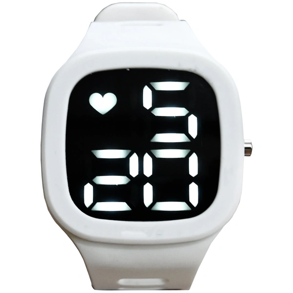 MVS Sports Watch With Large LED Digits Square Dial  Watch For Men  - White