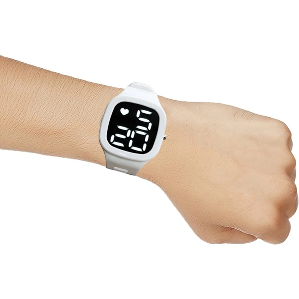 MVS Sports Watch With Large LED Digits Square Dial  Watch For Men  - White