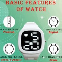 MVS Sports Watch With Large LED Digits Square Dial  Watch For Men  - White