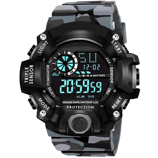 MVS Multi-Functional Digital Sports Watch for Boys & Men with Alarm | Day N Date | Stop Watch | LED Backlight | Shock Resistant | - Black