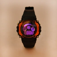 MVS Digital Sports Watch with 7 Lights, Alarm, Stop Watch, 12/24 Hrs Format, Back Light, Day & Date for Boys/Girls - Orange