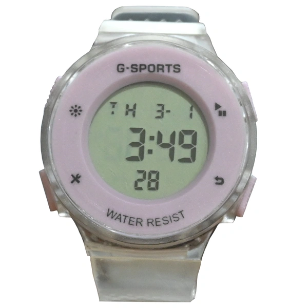 MVS Fashionable Round LED Sports Digital  Watch With Back-Lite/Stopwatch/Alarm For Men  - Purple