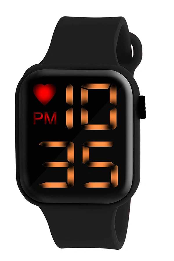 MVS Digital Dial LED Large Display Smart Design Kids Watch for Boys & Girls - Black