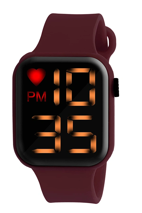 MVS Digital Dial LED Large Display Smart Design Kids Watch for Boys & Girls - Brown