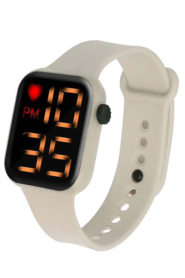 MVS Digital Dial LED Large Display Smart Design Kids Watch for Boys & Girls - Free, White, 0.1