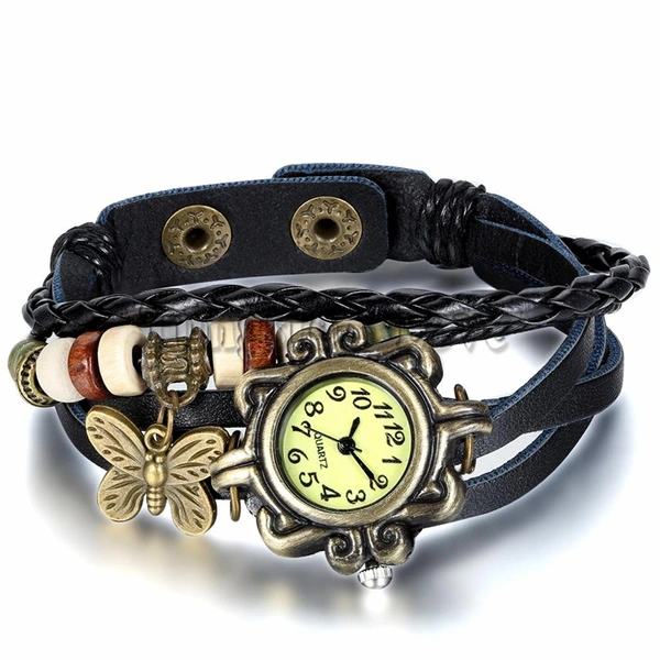 MVS Rakhi with Butterfly Pendulam  in Multi Colour Analog Girl's Watch - Free, Black, 0.1