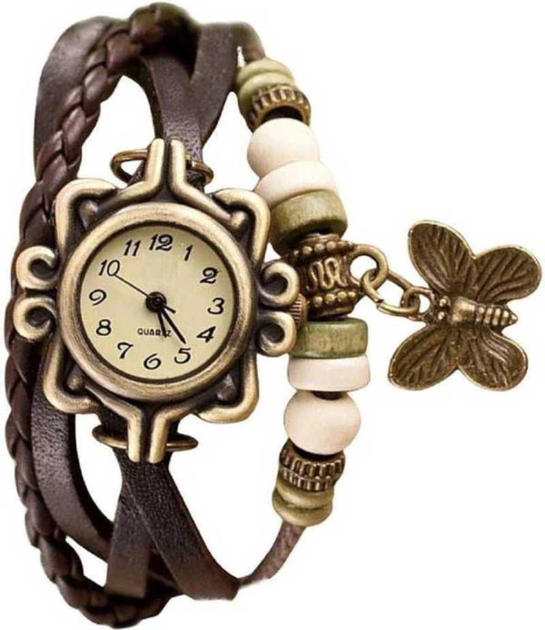 MVS Rakhi with Butterfly Pendulam  in Multi Colour Analog Girl's Watch - Free, Brown, 0.1