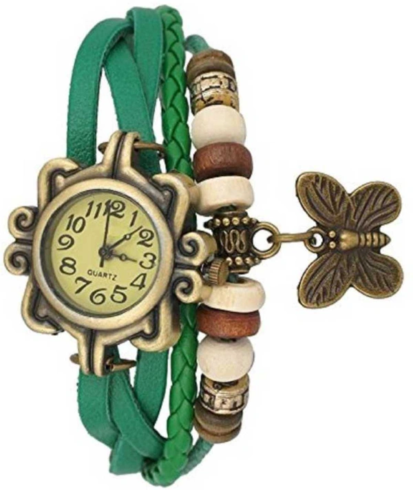 MVS Rakhi with Butterfly Pendulam  in Multi Colour Analog Girl's Watch - Free, Green, 0.1