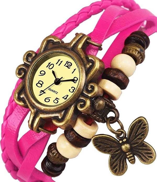 MVS Rakhi with Butterfly Pendulam  in Multi Colour Analog Girl's Watch - Free, Pink, 0.1