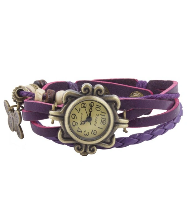 MVS Rakhi with Butterfly Pendulam  in Multi Colour Analog Girl's Watch - Free, Purple, 0.1