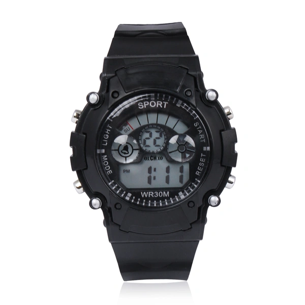 MVS Digital Sports Watch with 7 Lights, 12/24 Hrs Format, Back Light, Day & Date for Boys/Girls - Black