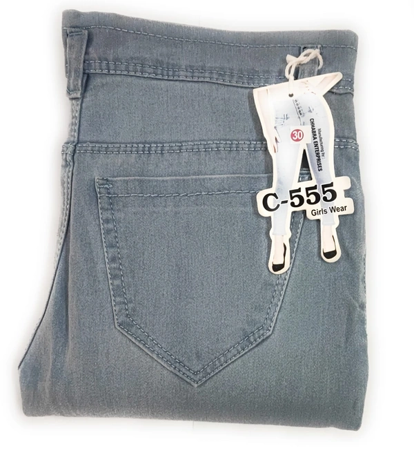 MVS Single Button Stretchable Skinny Fit Ankle Length
Mid Rise Denim Jeans for Girls and Women - 32, Icy, 0.25