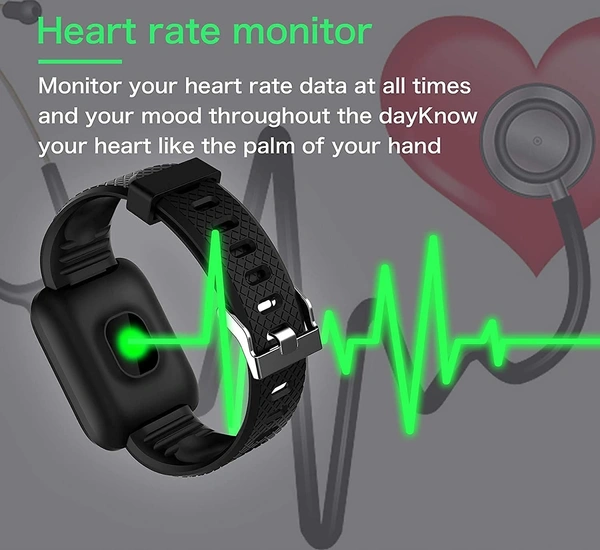 MVS ID 116 Smart Bracelet Fitness Tracker Color Screen Smartwatch - Black