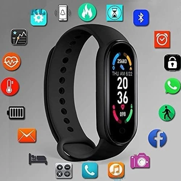 MVS M6 Smart Band Wireless Sweatproof Fitness Band| Blood Pressure| Heart Rate Sensor All Android Device  Strap Material : Rubber - Black