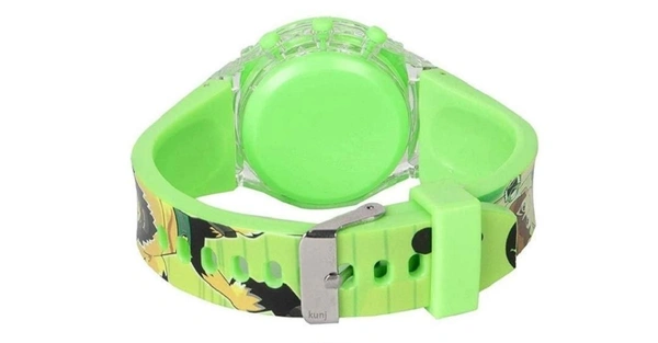 MVS Classic Kids BEN 10 Unisex Watch With 7 Colors Fleshing Lights  - Green, Free