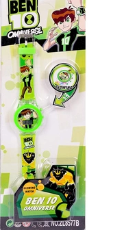 MVS Classic Kids BEN 10 Unisex Watch With 7 Colors Fleshing Lights  - Green, Free