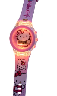 MVS Classic Glowing Watch With 7 Colors Fleshing Lights -Hello Kitty - Pink(Hello Kitty), Free