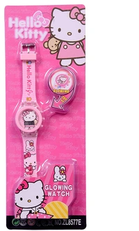 MVS Classic Glowing Watch With 7 Colors Fleshing Lights -Hello Kitty - Pink(Hello Kitty), Free