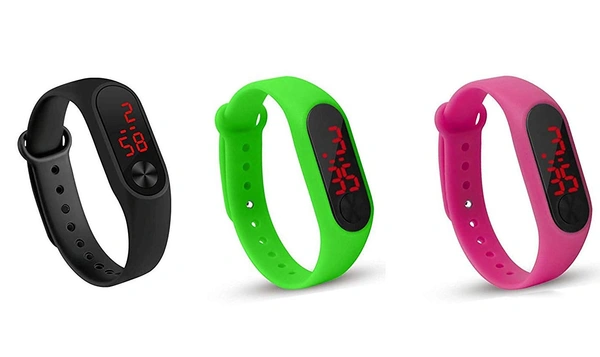 MVS Trendy Digital LED Unisex Bands - Pink, Green & Black