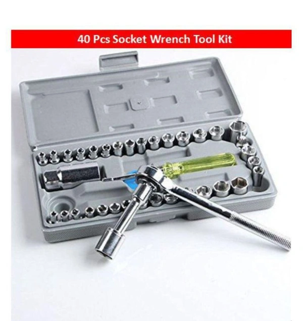 MVS Set of 40 in 1 Multipurpose Socket Tool & Wrench Set - Grey