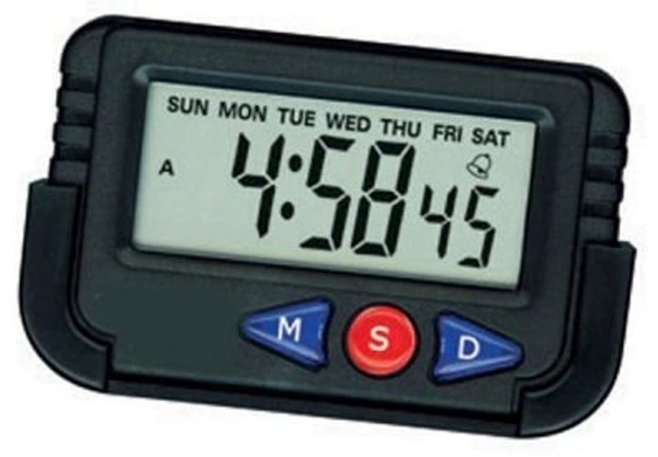 MVS Digital LCD Alarm Table Clock/Car clock With  Timer Stopwatch - Black