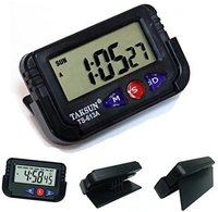 MVS Digital LCD Alarm Table Clock/Car clock With  Timer Stopwatch - Black