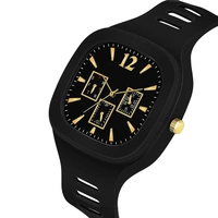 MVS Square Multi Dial  Analog Silicon Strap Stylish Designer Analog Watch - for Boys - Black