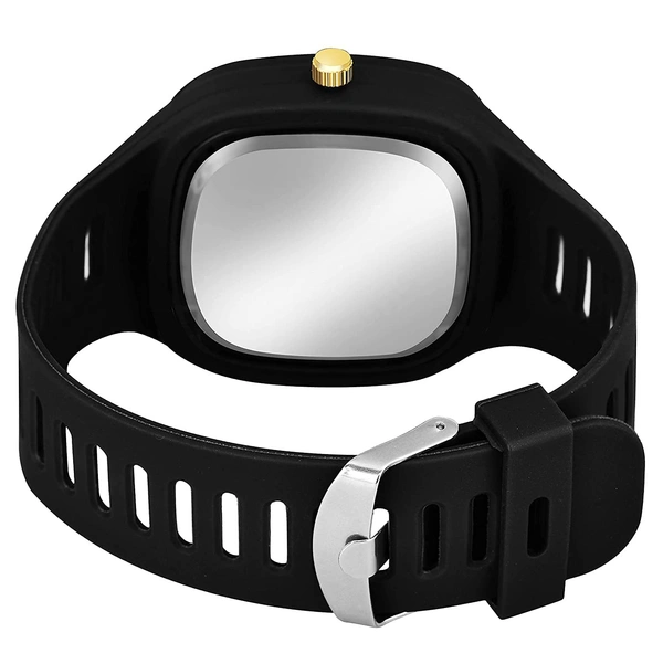 MVS Square Multi Dial  Analog Silicon Strap Stylish Designer Analog Watch - for Boys - Black