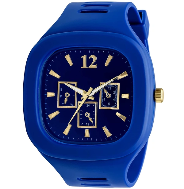 MVS Square Multi Dial Analog Silicon Strap Stylish Designer Analog Watch - for Boys - Blue