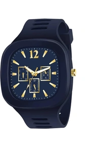MVS Square Multi Dial Analog Silicon Strap Stylish Designer Analog Watch - for Boys - Blue