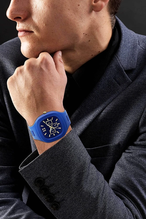 MVS Square Multi Dial Analog Silicon Strap Stylish Designer Analog Watch - for Boys - Blue